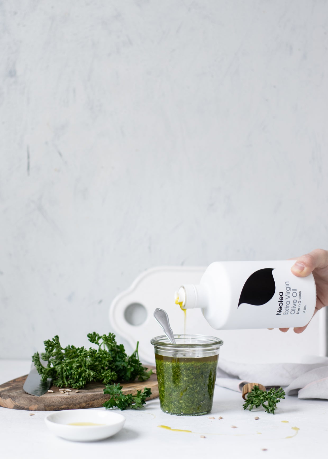 Homemade parsely pesto