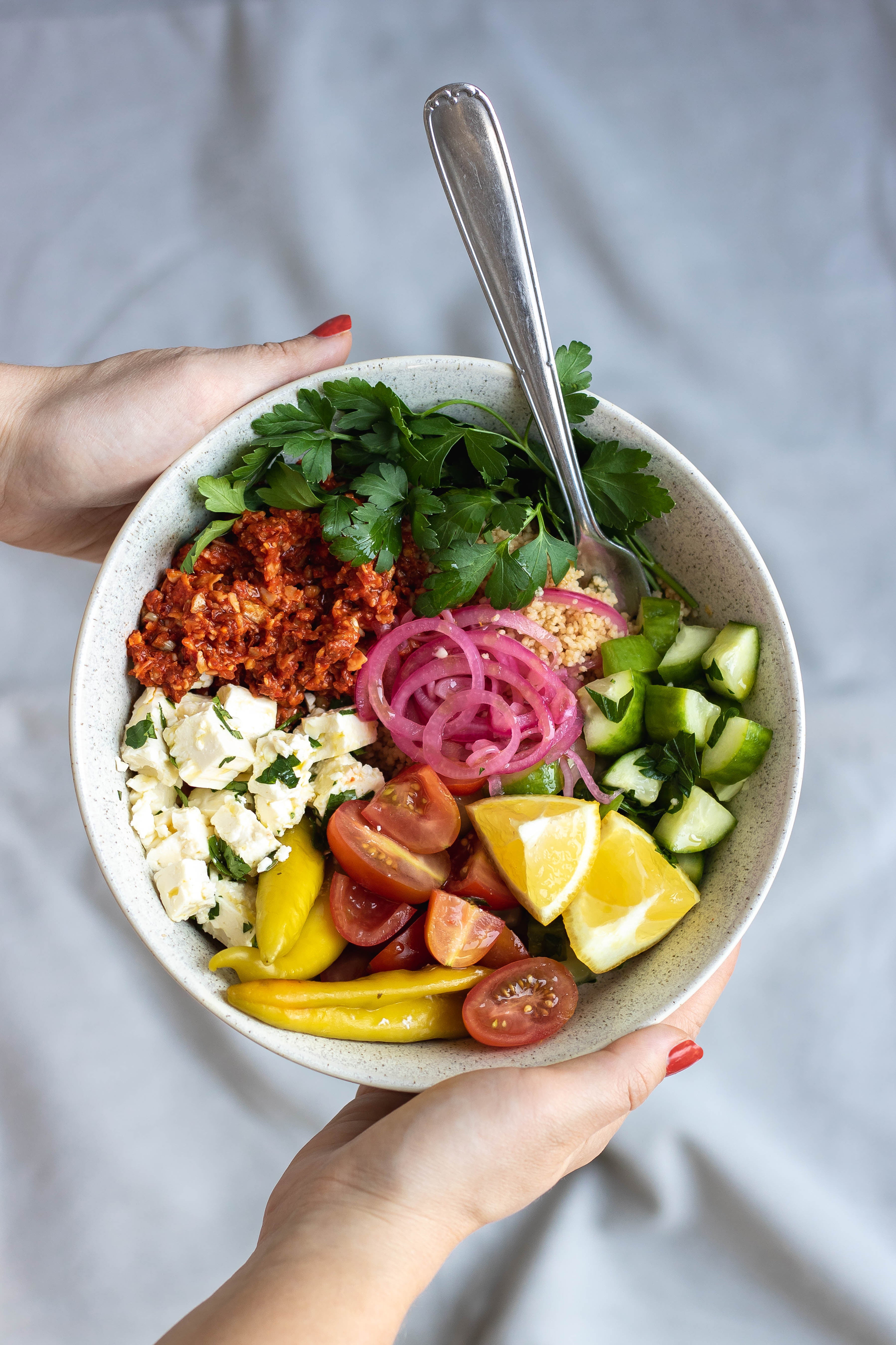 Mediterranean red pesto bowl
