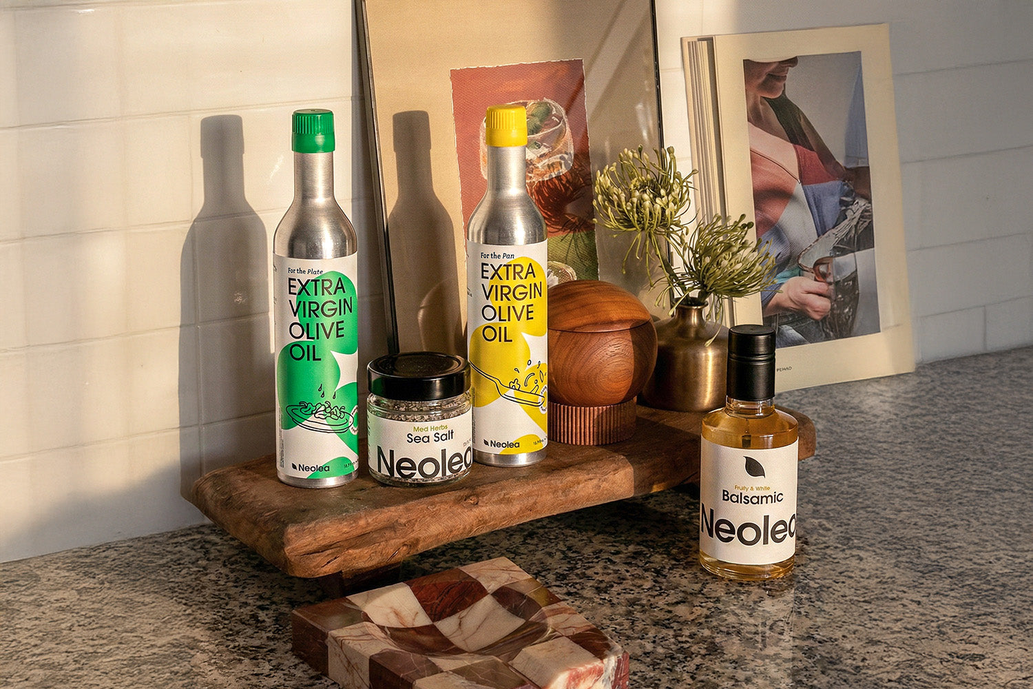 Neolea Pan & Plate – Two Olive Oils for Cooking & Finishing